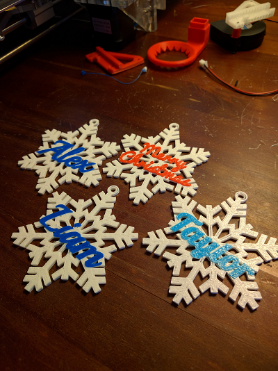 3D printed snowflake